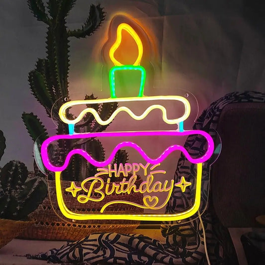 Happy Birthday Cake LED Sign